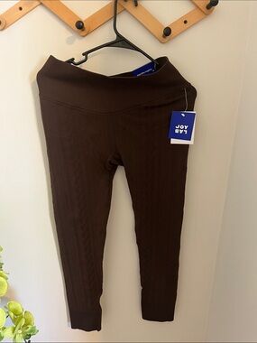 JoyLab Dark Brown Ribbed High-Waist Leggings